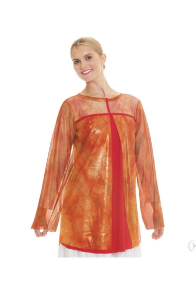 Eurotard 80830C Girls Flame of Fire Split Layer Loose Fit Praise Tunic Front